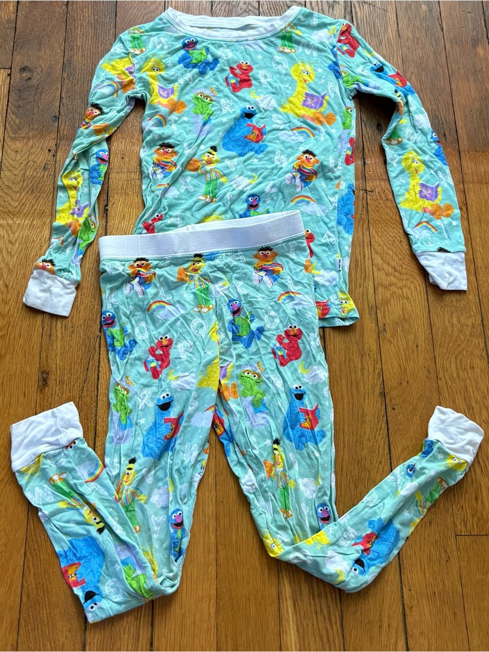 Little Sleepies Kids Light Aqua Sesame Street Character 2 piece long sleeve set